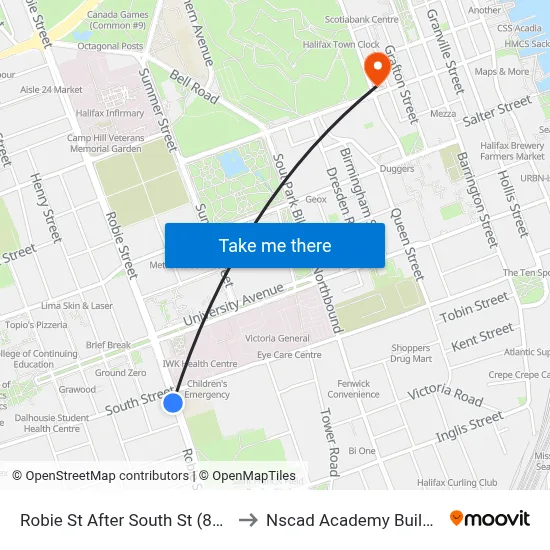 Robie St After South St (8225) to Nscad Academy Building map