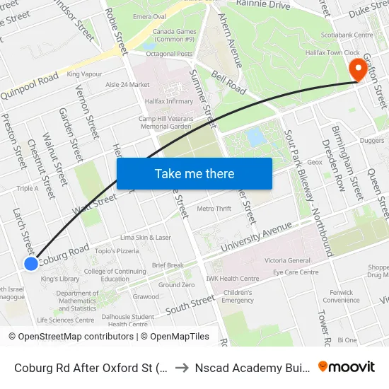Coburg Rd After Oxford St (6453) to Nscad Academy Building map