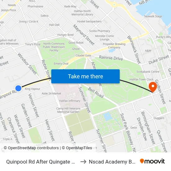 Quinpool Rd After Quingate Pl (8138) to Nscad Academy Building map