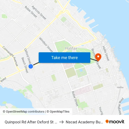 Quinpool Rd After Oxford St (8137) to Nscad Academy Building map
