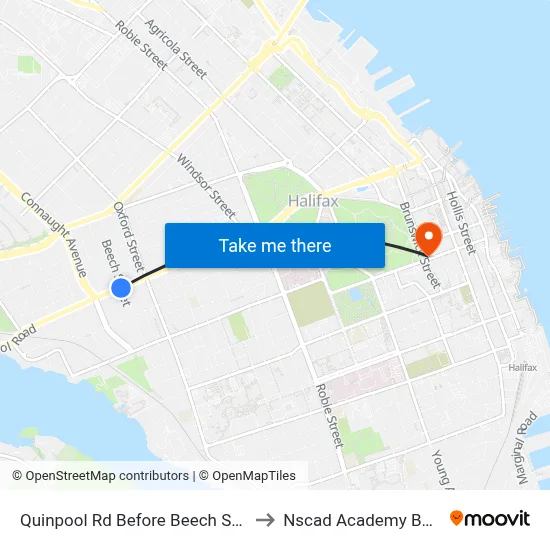 Quinpool Rd Before Beech St (8133) to Nscad Academy Building map
