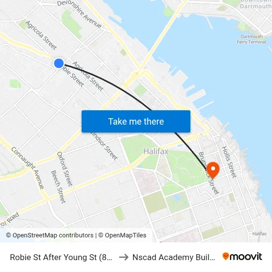 Robie St After Young St (8192) to Nscad Academy Building map