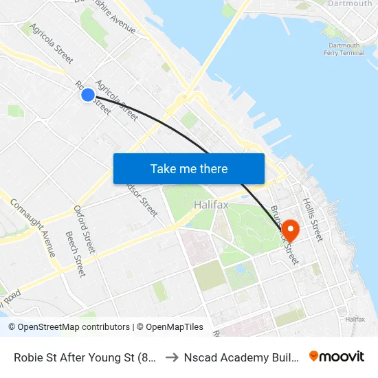 Robie St After Young St (8193) to Nscad Academy Building map