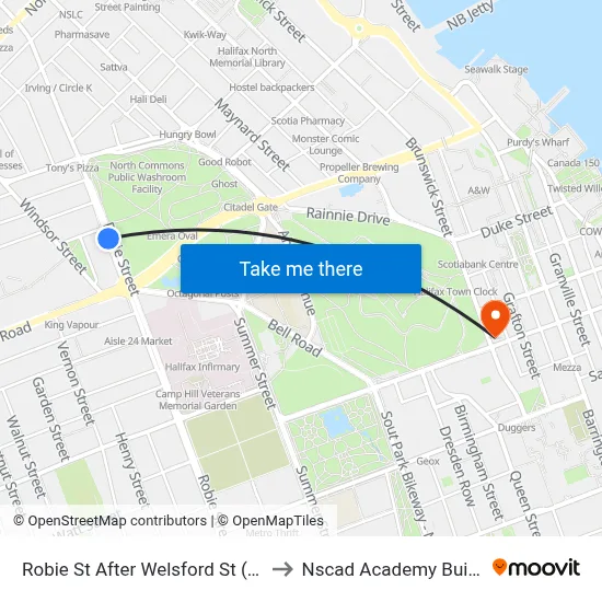 Robie St After Welsford St (8190) to Nscad Academy Building map