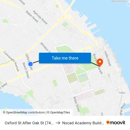 Oxford St After Oak St (7420) to Nscad Academy Building map