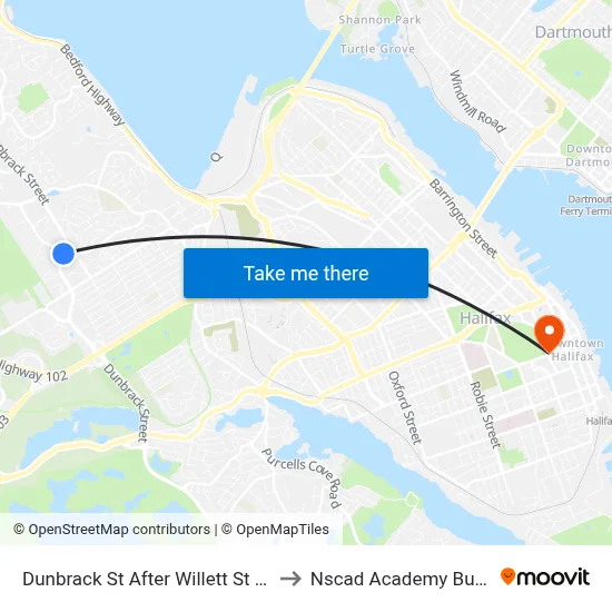 Dunbrack St After Willett St (6602) to Nscad Academy Building map