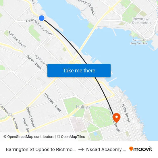 Barrington St Opposite Richmond St (6119) to Nscad Academy Building map