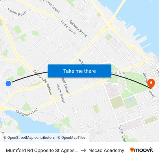 Mumford Rd Opposite St Agnes School (7283) to Nscad Academy Building map