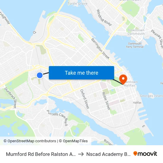 Mumford Rd Before Ralston Ave (7281) to Nscad Academy Building map