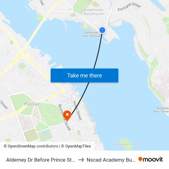 Alderney Dr Before Prince St (6028) to Nscad Academy Building map