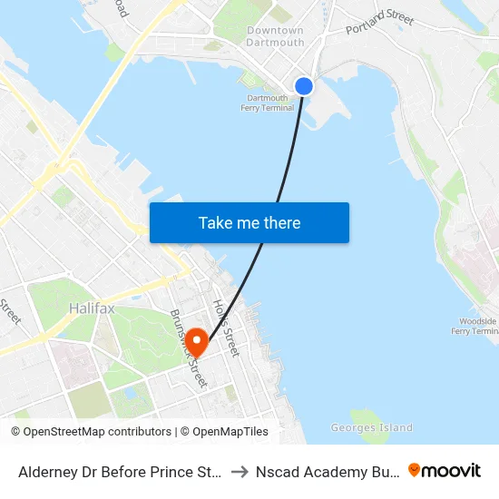 Alderney Dr Before Prince St (6029) to Nscad Academy Building map