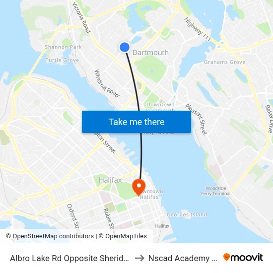Albro Lake Rd Opposite Sheridan St (6024) to Nscad Academy Building map