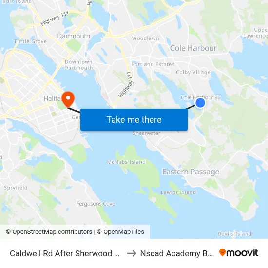 Caldwell Rd After Sherwood St (6336) to Nscad Academy Building map