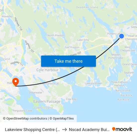 Lakeview Shopping Centre (8909) to Nscad Academy Building map
