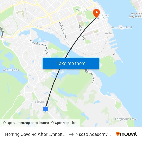 Herring Cove Rd After Lynnett Rd (6849) to Nscad Academy Building map