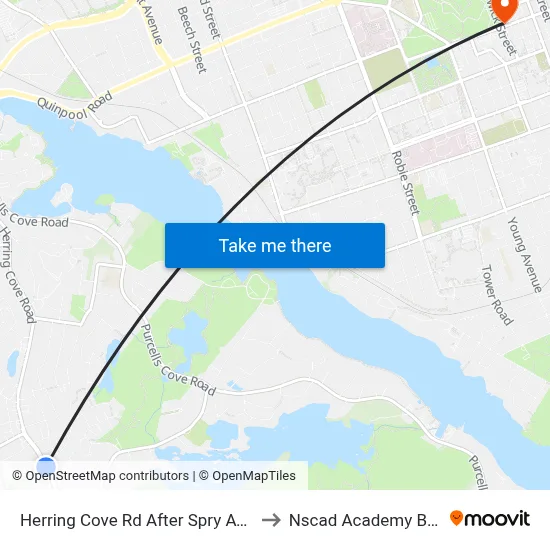 Herring Cove Rd After Spry Ave (6845) to Nscad Academy Building map