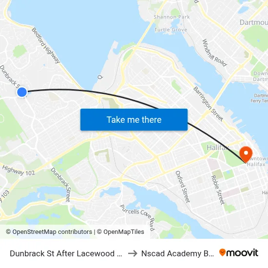 Dunbrack St After Lacewood Dr (6595) to Nscad Academy Building map