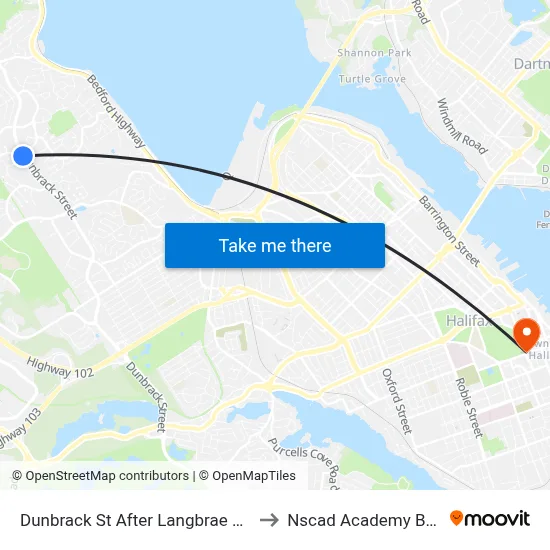 Dunbrack St After Langbrae Dr (6596) to Nscad Academy Building map