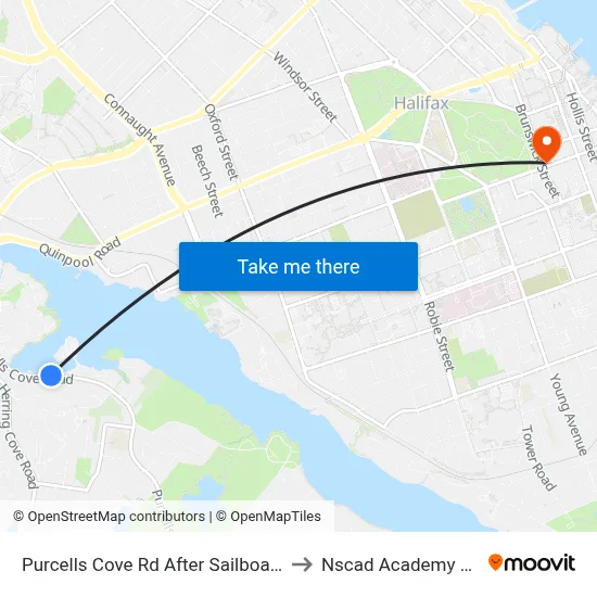 Purcells Cove Rd After Sailboat Ln (8122) to Nscad Academy Building map