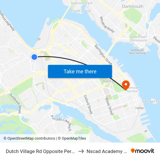 Dutch Village Rd Opposite Percy St (6616) to Nscad Academy Building map