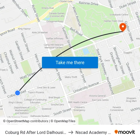 Coburg Rd After Lord Dalhousie Dr (6447) to Nscad Academy Building map