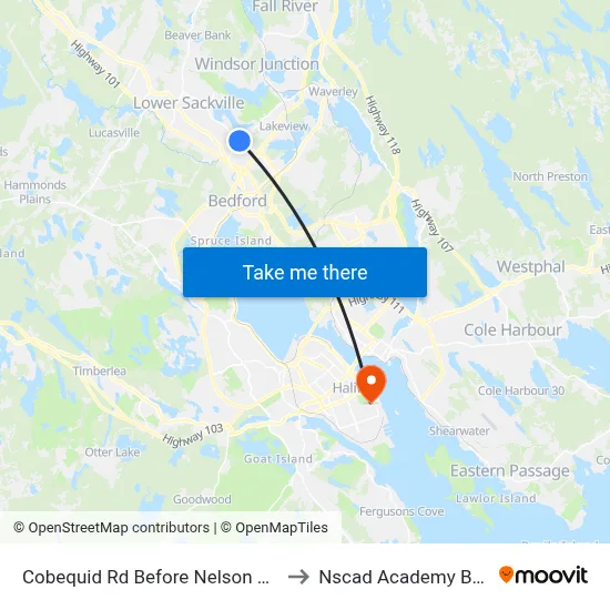 Cobequid Rd Before Nelson Dr (6444) to Nscad Academy Building map