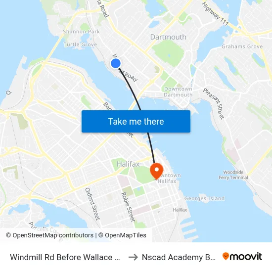 Windmill Rd Before Wallace St (8531) to Nscad Academy Building map