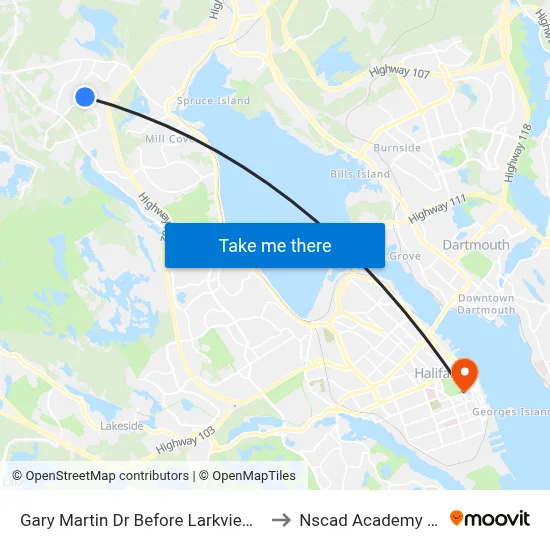 Gary Martin Dr Before Larkview Terr (6329) to Nscad Academy Building map