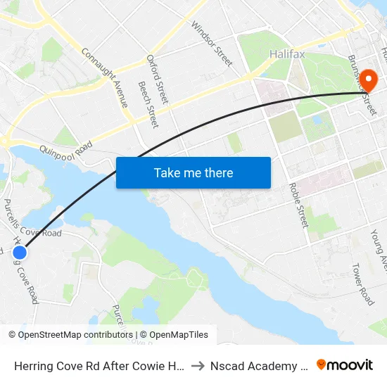 Herring Cove Rd After Cowie Hill Rd (6856) to Nscad Academy Building map