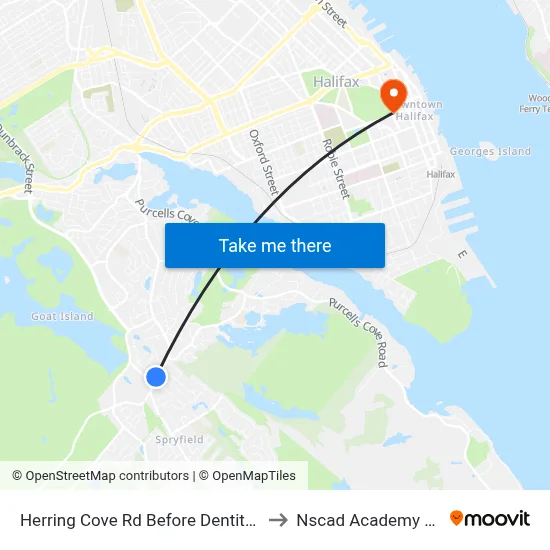 Herring Cove Rd Before Dentith Rd (6853) to Nscad Academy Building map