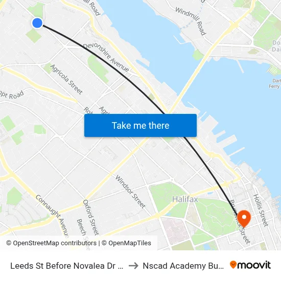 Leeds St Before Novalea Dr (7130) to Nscad Academy Building map