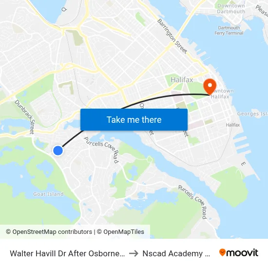 Walter Havill Dr After Osborne St (8802) to Nscad Academy Building map