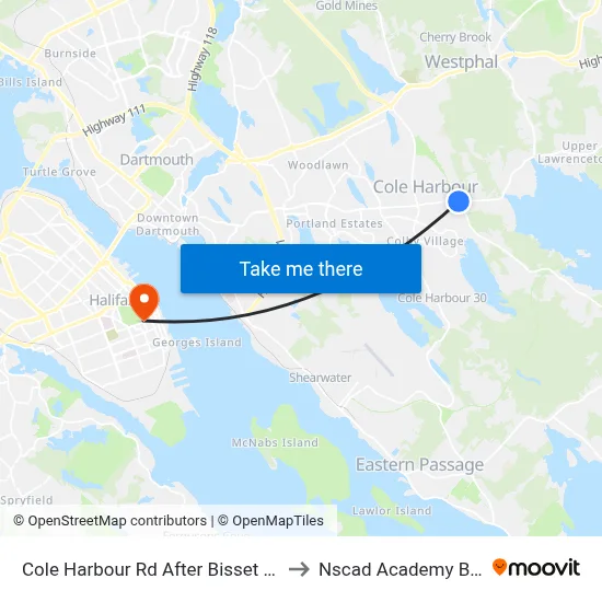 Cole Harbour Rd After Bisset Rd (8759) to Nscad Academy Building map