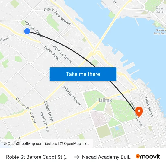 Robie St Before Cabot St (8204) to Nscad Academy Building map