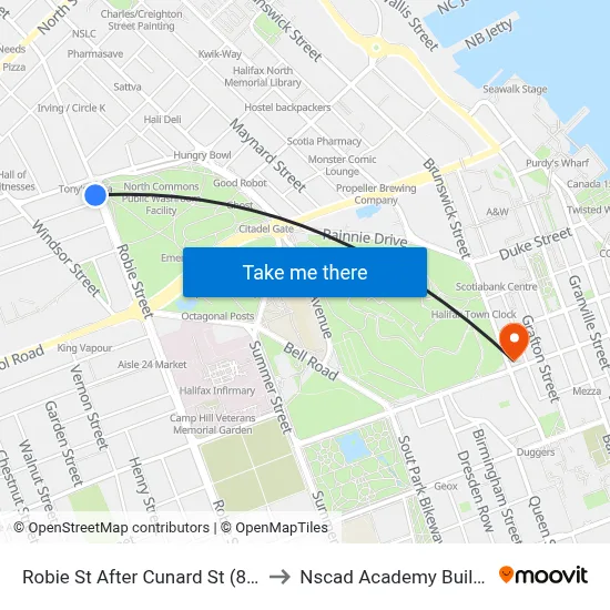 Robie St After Cunard St (8205) to Nscad Academy Building map