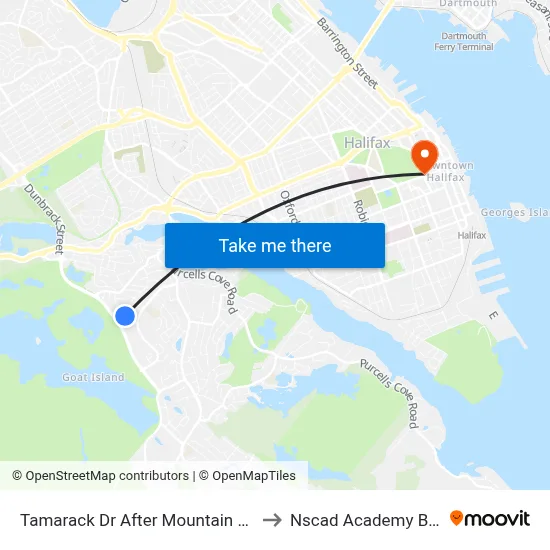 Tamarack Dr After Mountain Rd (8371) to Nscad Academy Building map