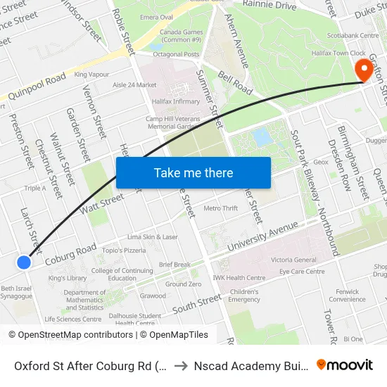 Oxford St After Coburg Rd (7401) to Nscad Academy Building map