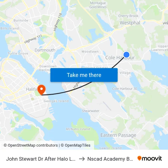 John Stewart Dr After Halo Ln (6994) to Nscad Academy Building map
