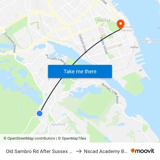 Old Sambro Rd After Sussex St (7390) to Nscad Academy Building map
