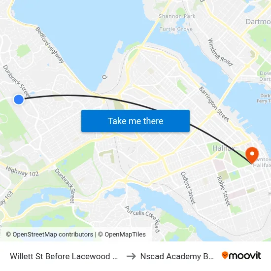Willett St Before Lacewood Dr(7086) to Nscad Academy Building map