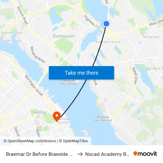 Braemar Dr Before Braeside Ct (6313) to Nscad Academy Building map