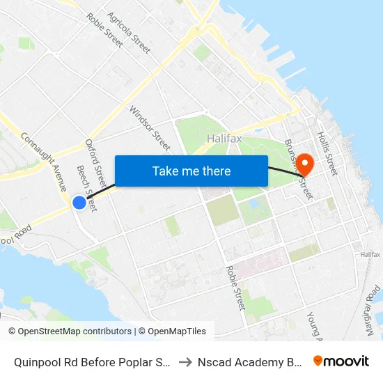 Quinpool Rd Before Poplar St (8146) to Nscad Academy Building map