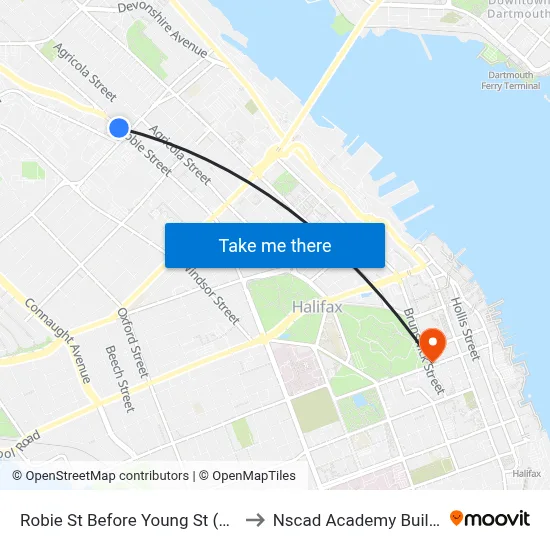 Robie St Before Young St (8218) to Nscad Academy Building map