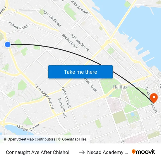 Connaught Ave After Chisholm Ave (6492) to Nscad Academy Building map