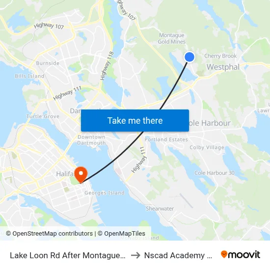 Lake Loon Rd After Montague Rd (7099) to Nscad Academy Building map