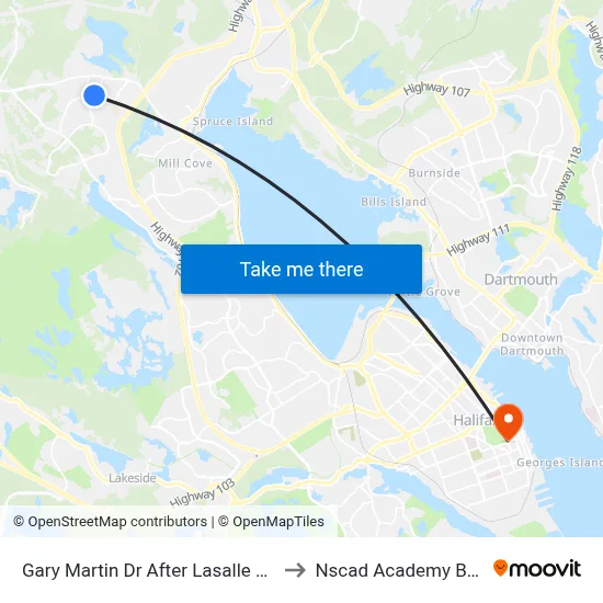 Gary Martin Dr After Lasalle Ct (6489) to Nscad Academy Building map