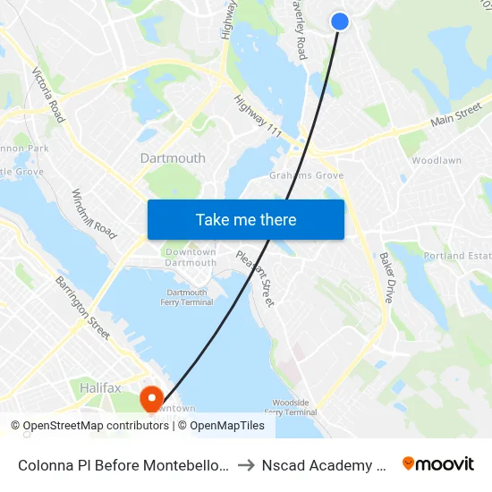 Colonna Pl Before Montebello Dr (6484) to Nscad Academy Building map