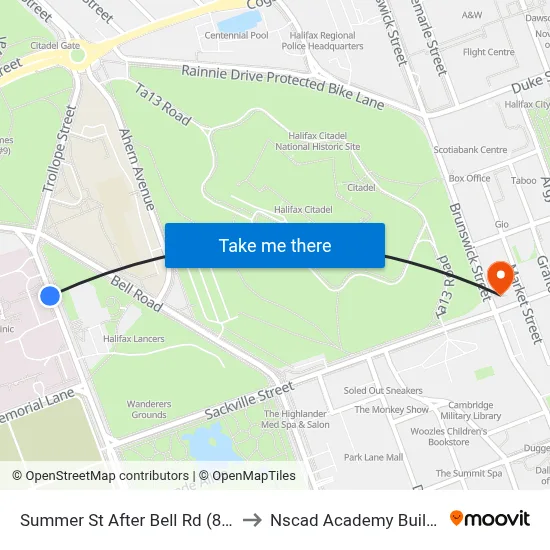 Summer St After Bell Rd (8363) to Nscad Academy Building map