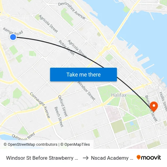 Windsor St Before Strawberry Hill St (8567) to Nscad Academy Building map