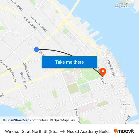 Windsor St at North St (8566) to Nscad Academy Building map